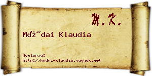 Mádai Klaudia névjegykártya